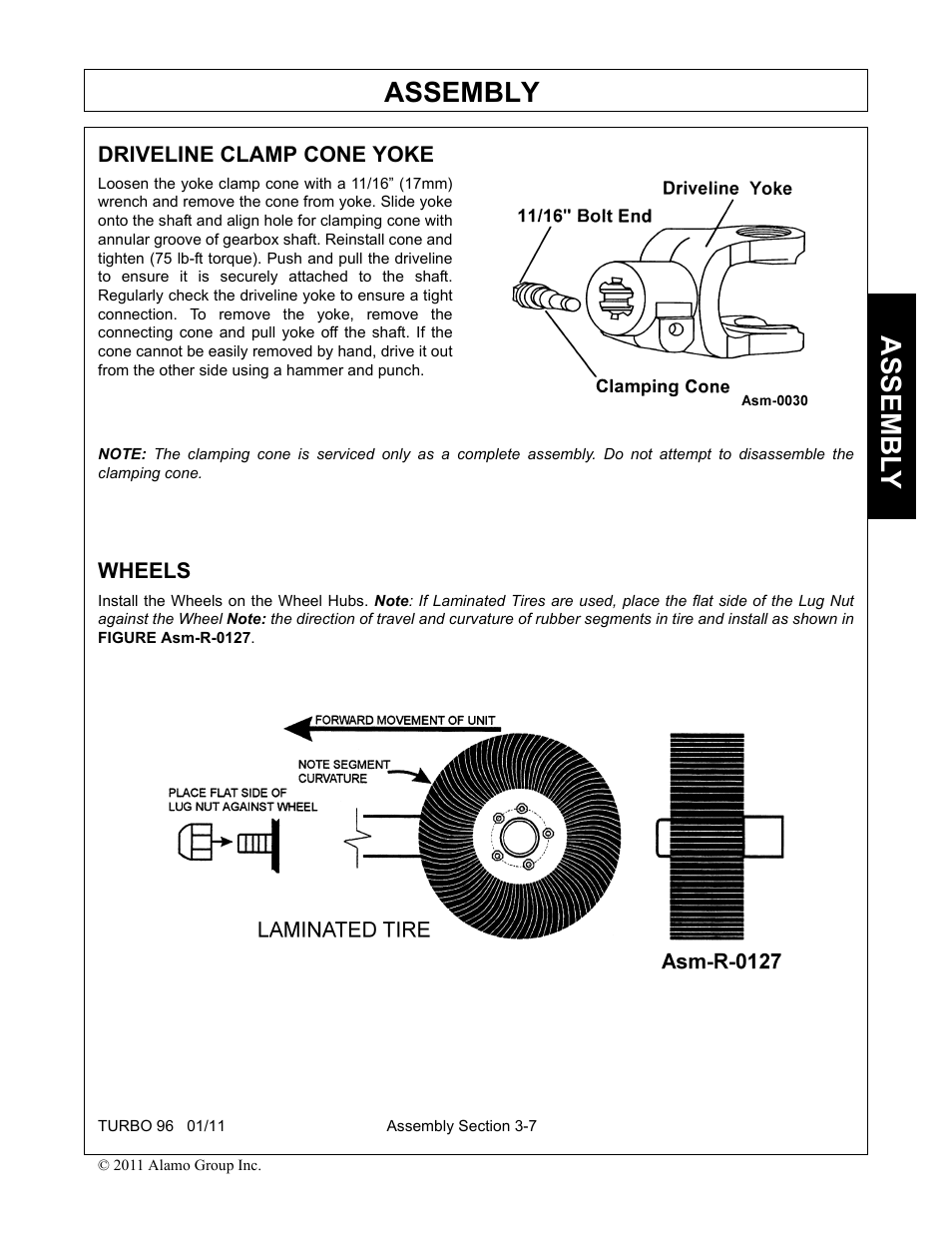 Driveline clamp cone yoke, Wheels, Driveline clamp cone yoke -7 wheels -7 | Assembly, Assembl y | Rhino Mounts TURBO 96 User Manual | Page 105 / 202