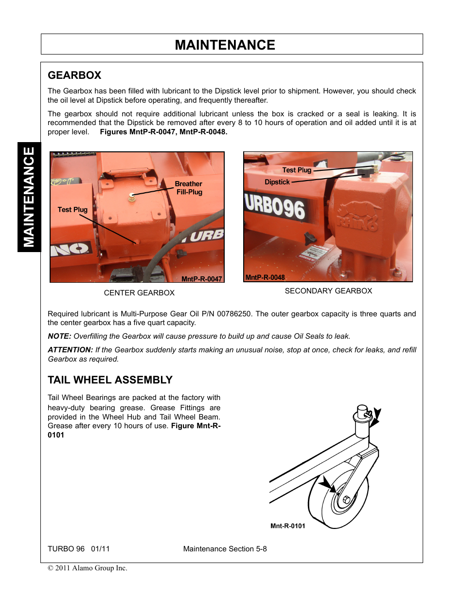 Gearbox, Tail wheel assembly, Gearbox -8 tail wheel assembly -8 | Maintenance | Rhino Mounts TURBO 96 User Manual | Page 170 / 202