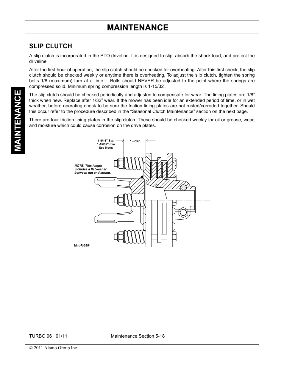 Slip clutch, Maintenance | Rhino Mounts TURBO 96 User Manual | Page 180 / 202