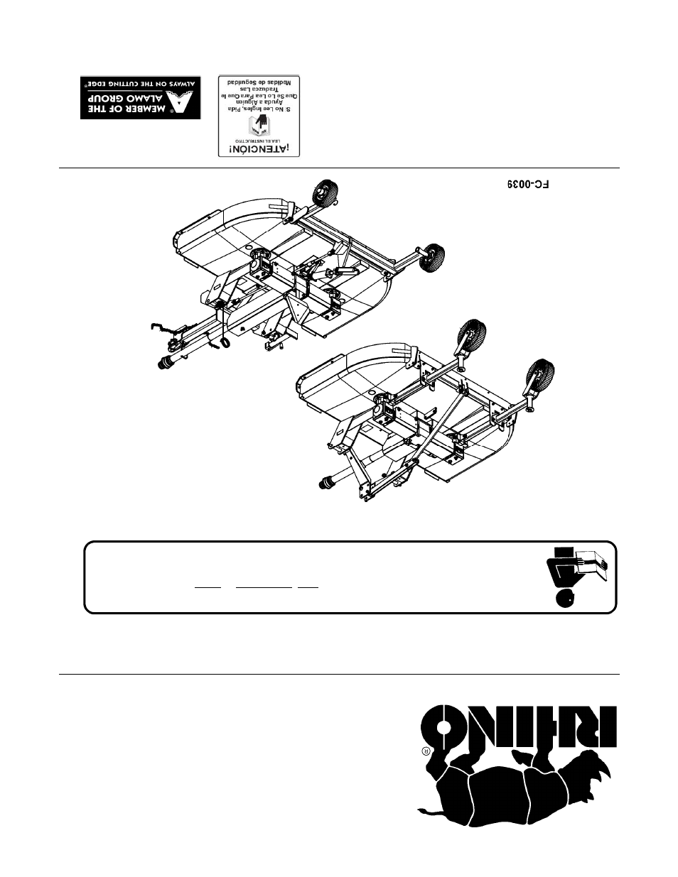 Turbo 96, Manual de operador, Rhino | Rhino Mounts TURBO 96 User Manual | Page 202 / 202