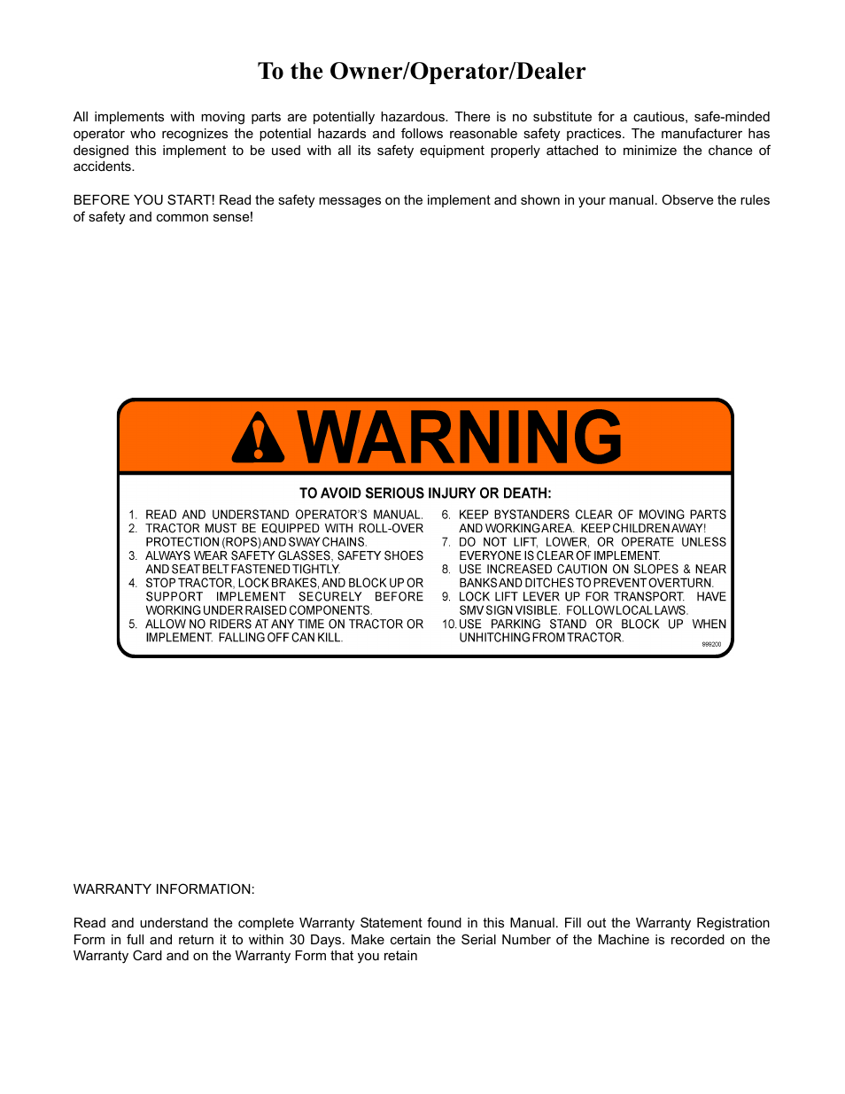 To the owner/operator/dealer | Rhino Mounts RC456 User Manual | Page 2 / 72