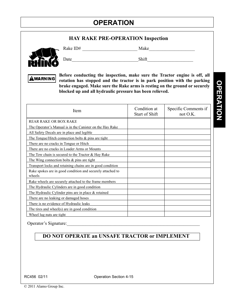 Operation, Opera t ion | Rhino Mounts RC456 User Manual | Page 49 / 72