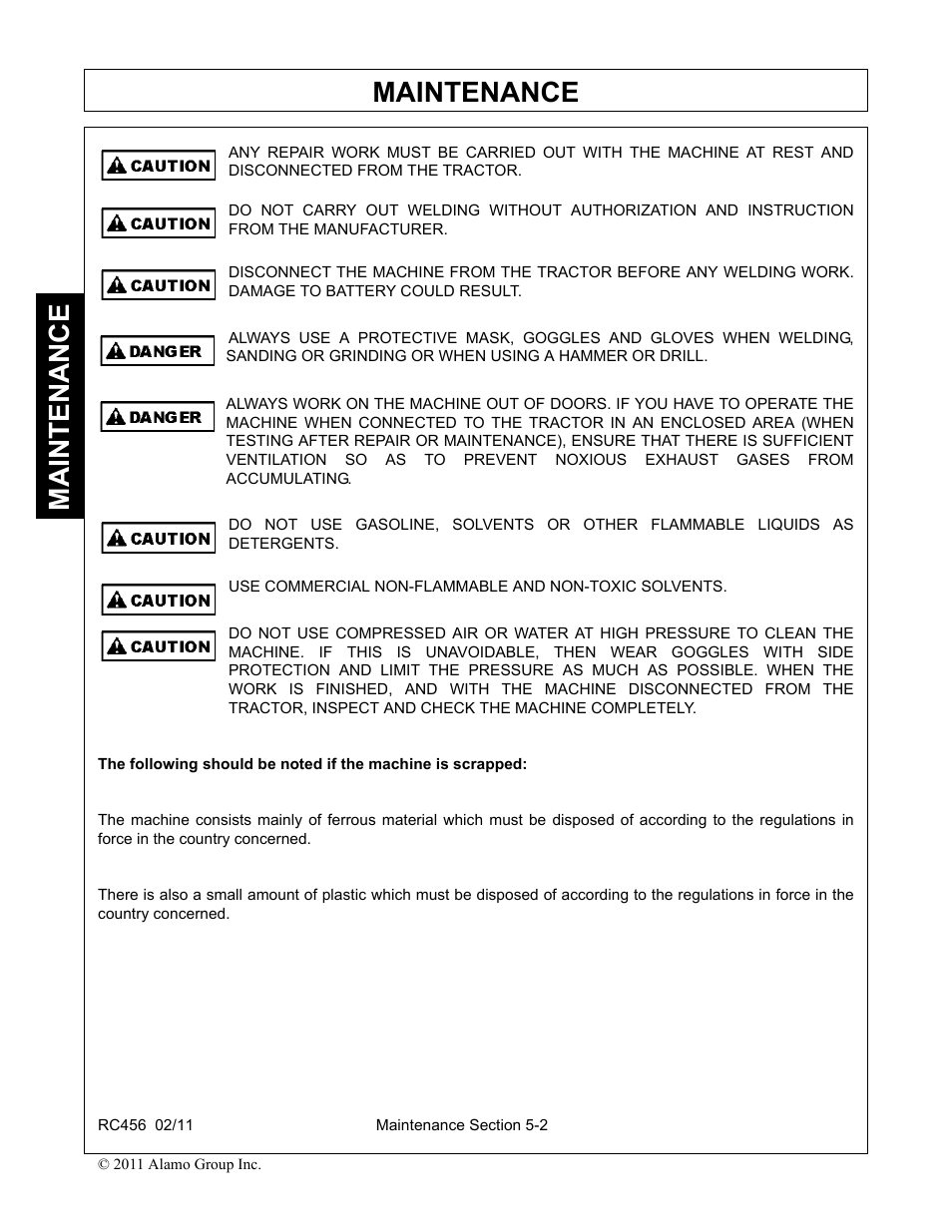 Maintenance | Rhino Mounts RC456 User Manual | Page 66 / 72
