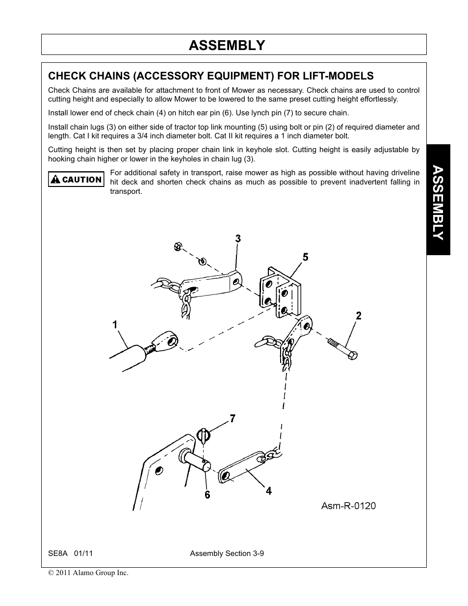 Check chains (accessory equipment) for lift-models, Assembly, Assembl y | Rhino Mounts SE8A User Manual | Page 107 / 194