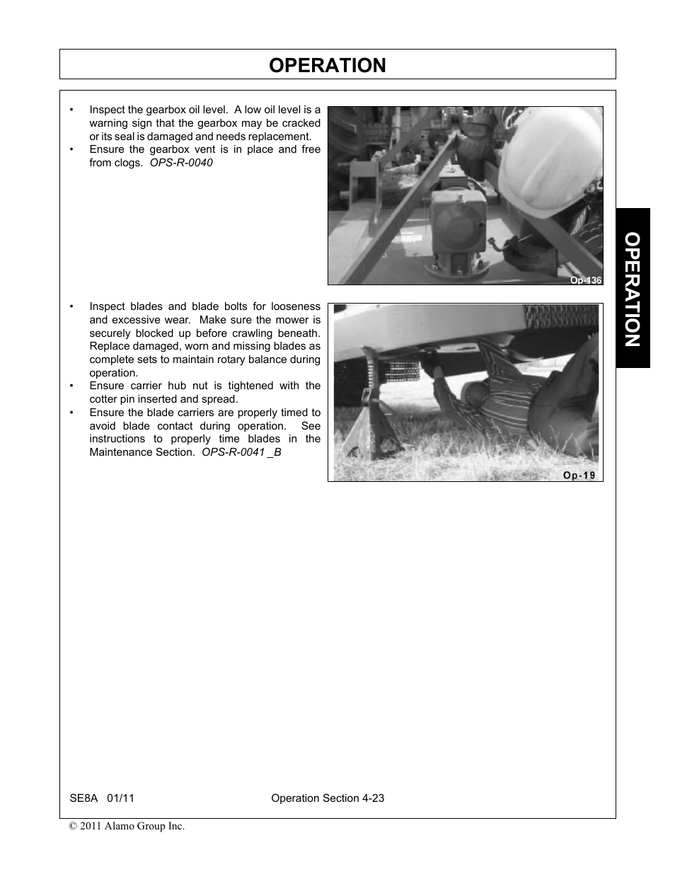 Operation, Opera t ion | Rhino Mounts SE8A User Manual | Page 131 / 194