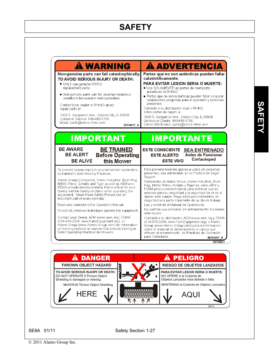 Safety | Rhino Mounts SE8A User Manual | Page 37 / 194