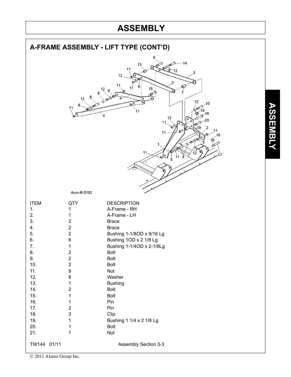 A-frame assembly - lift type (cont’d), A-frame assembly - lift type (cont’d) -3, Assembly | Assembl y | Rhino Mounts RHINO TW144 User Manual | Page 101 / 196