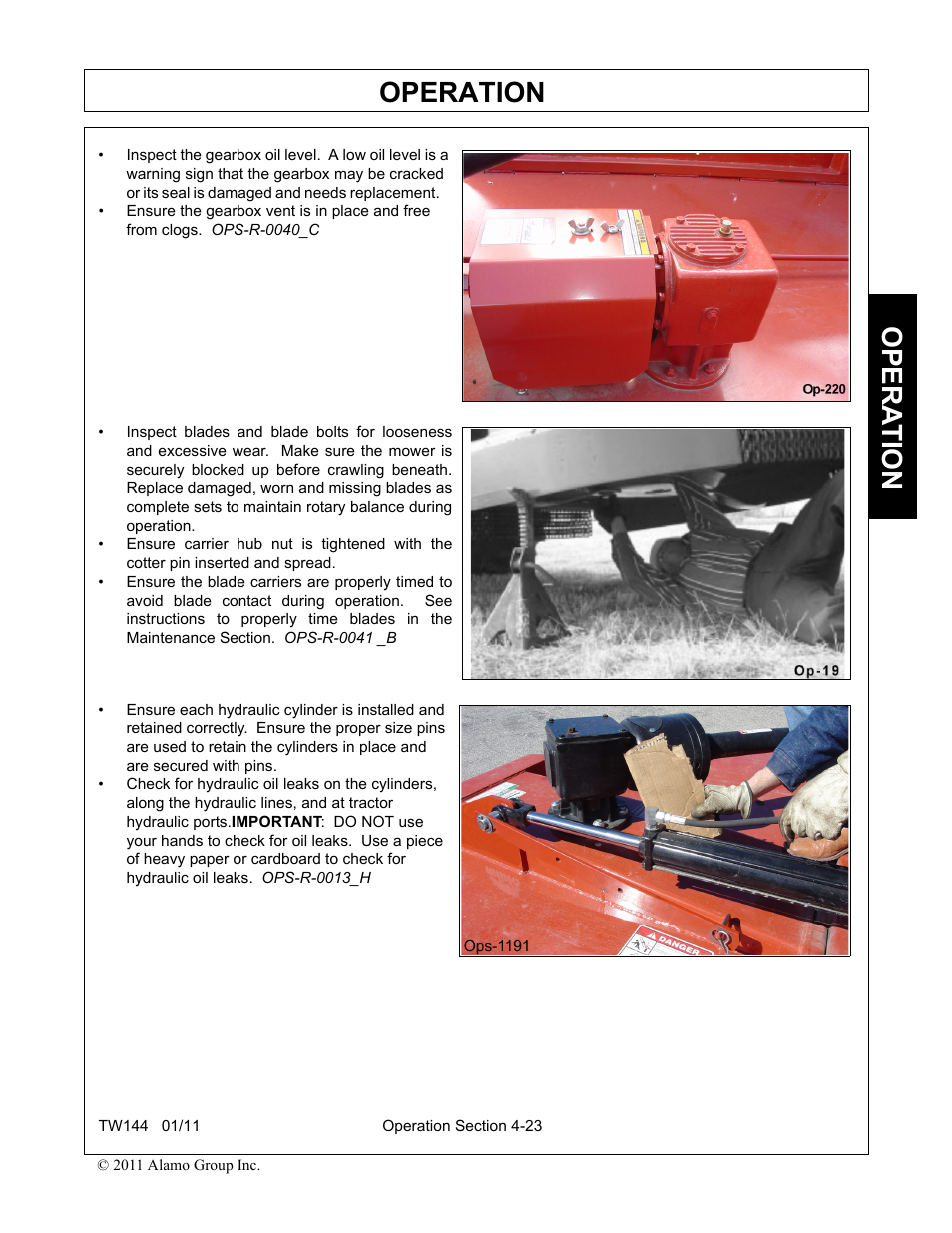 Operation, Opera t ion | Rhino Mounts RHINO TW144 User Manual | Page 133 / 196