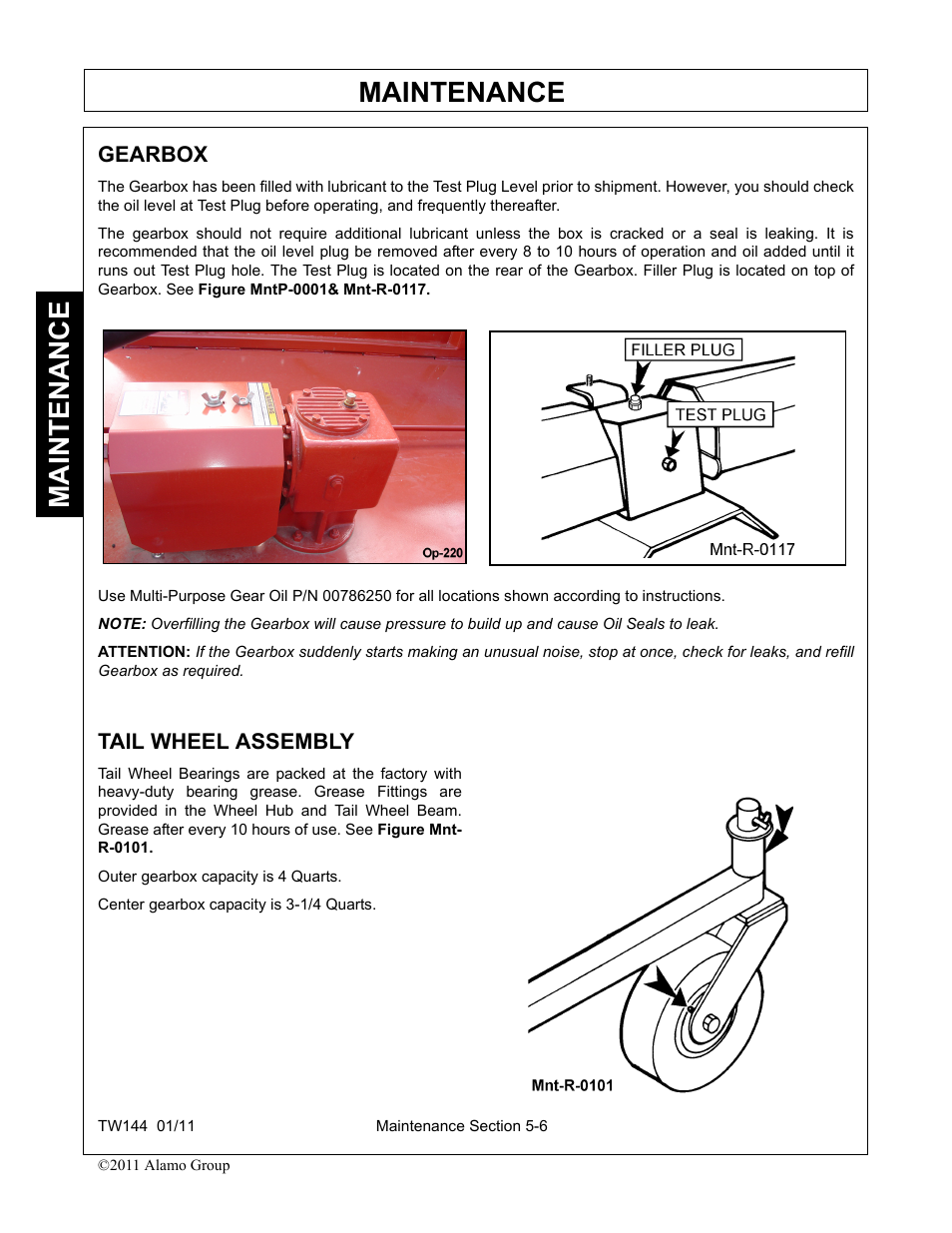 Gearbox, Tail wheel assembly, Gearbox -6 tail wheel assembly -6 | Maintenance | Rhino Mounts RHINO TW144 User Manual | Page 164 / 196