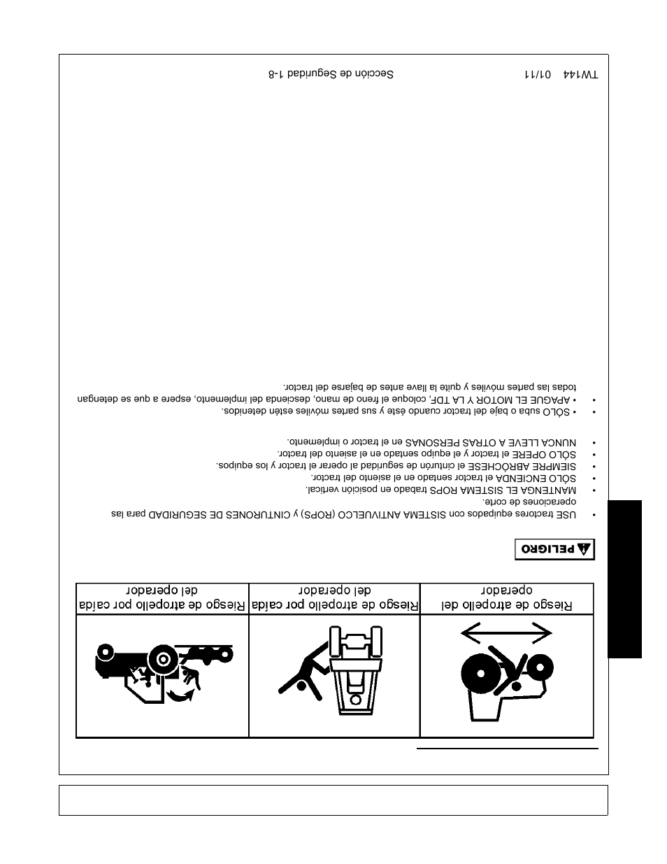 Seguridad, Riesgo de at ropello | Rhino Mounts RHINO TW144 User Manual | Page 183 / 196