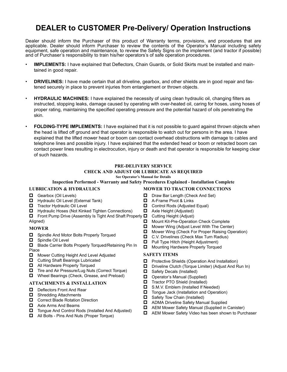 Lubrication & hydraulics, Mower, Attachments & installation | Mower to tractor connections, Safety items | Rhino Mounts RHINO TW144 User Manual | Page 5 / 196