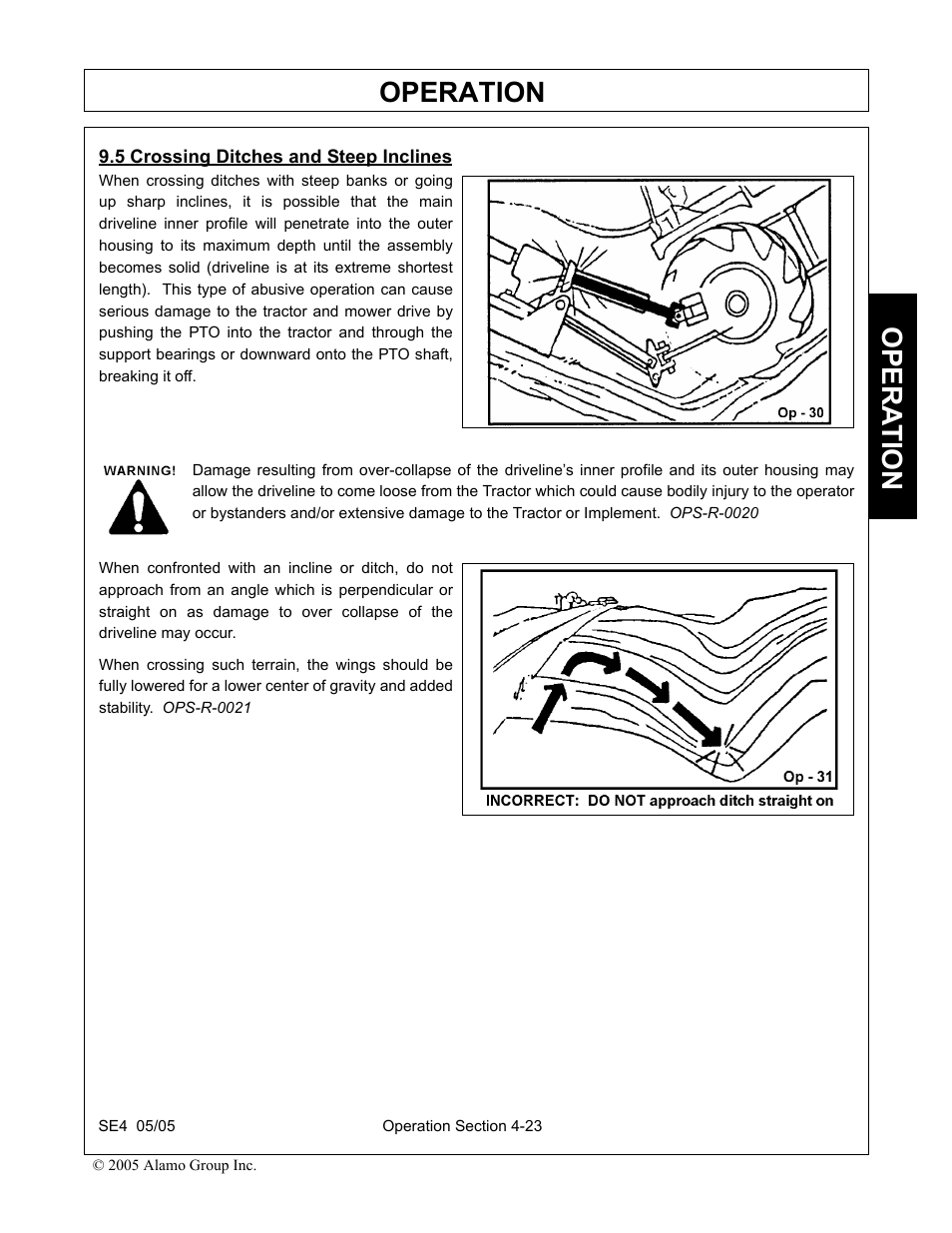 5 crossing ditches and steep inclines, Crossing ditches and steep inclines -23, Operation | Opera t ion | Rhino Mounts SE4 User Manual | Page 103 / 138