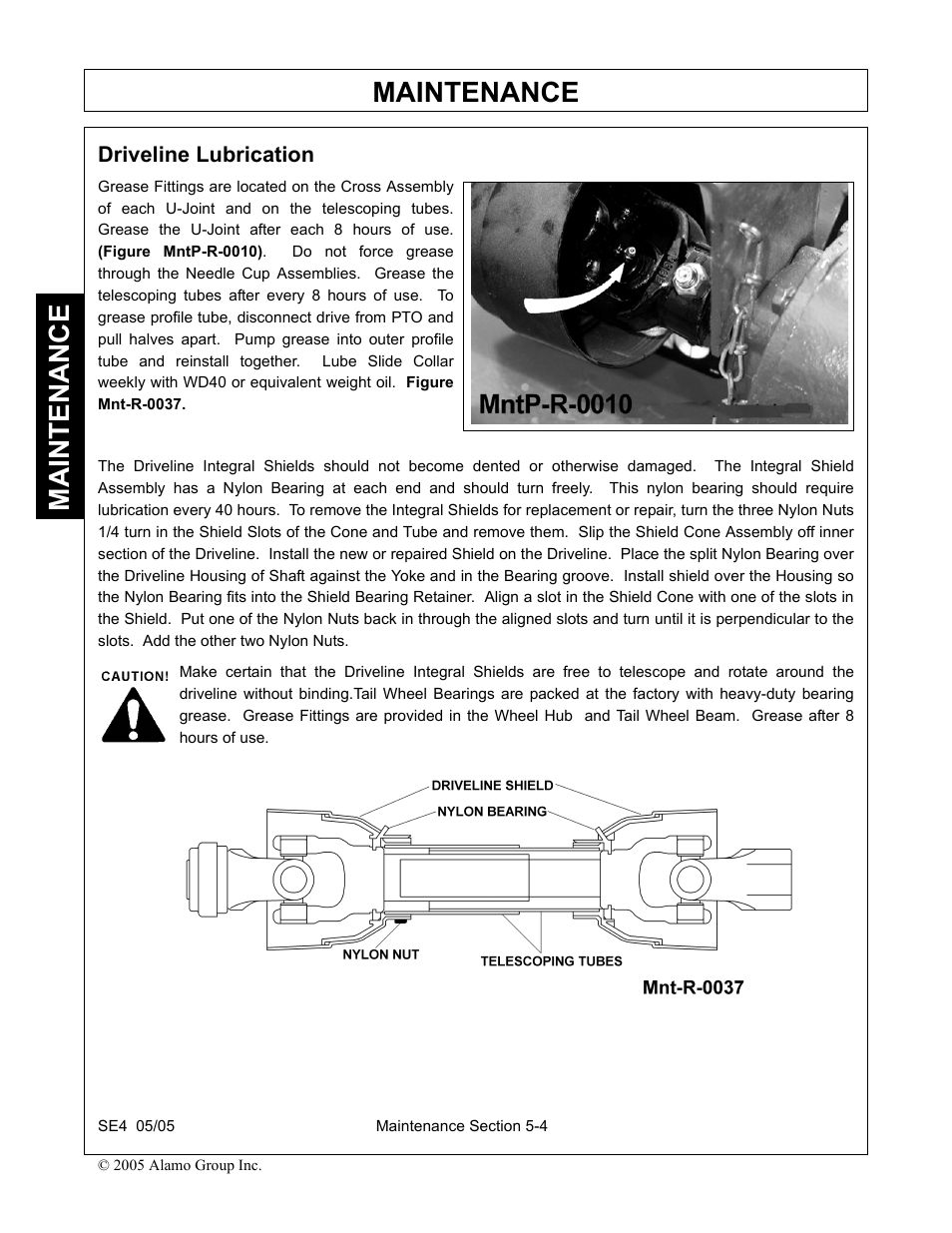 Driveline lubrication, Driveline lubrication -4, Maintenance | Rhino Mounts SE4 User Manual | Page 122 / 138