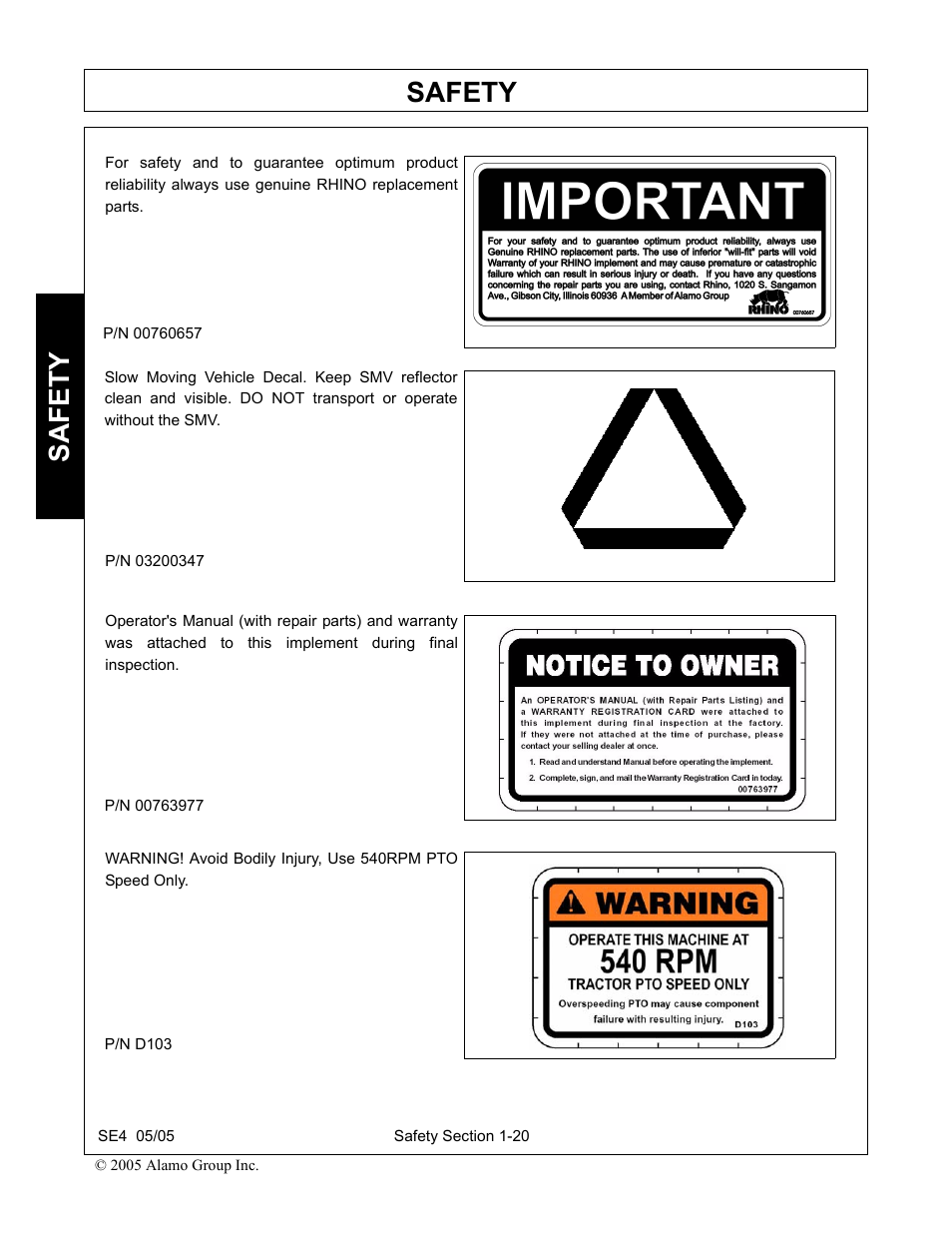 Safety | Rhino Mounts SE4 User Manual | Page 26 / 138