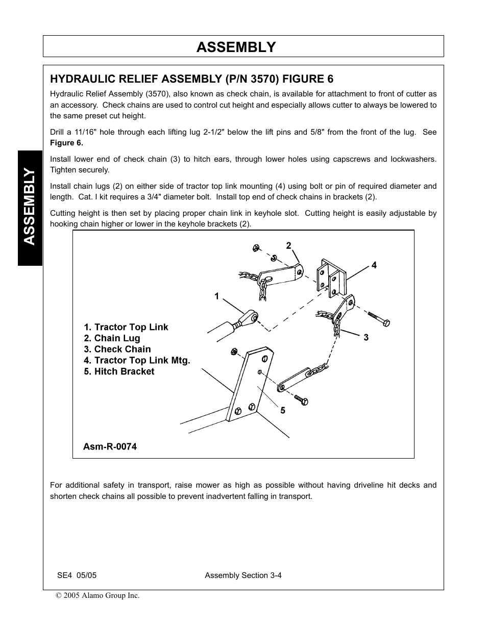 Hydraulic relief assembly (p/n 3570) figure 6, Hydraulic relief assembly (p/n 3570) figure 6 -4, Assembly | Assembl y | Rhino Mounts SE4 User Manual | Page 80 / 138