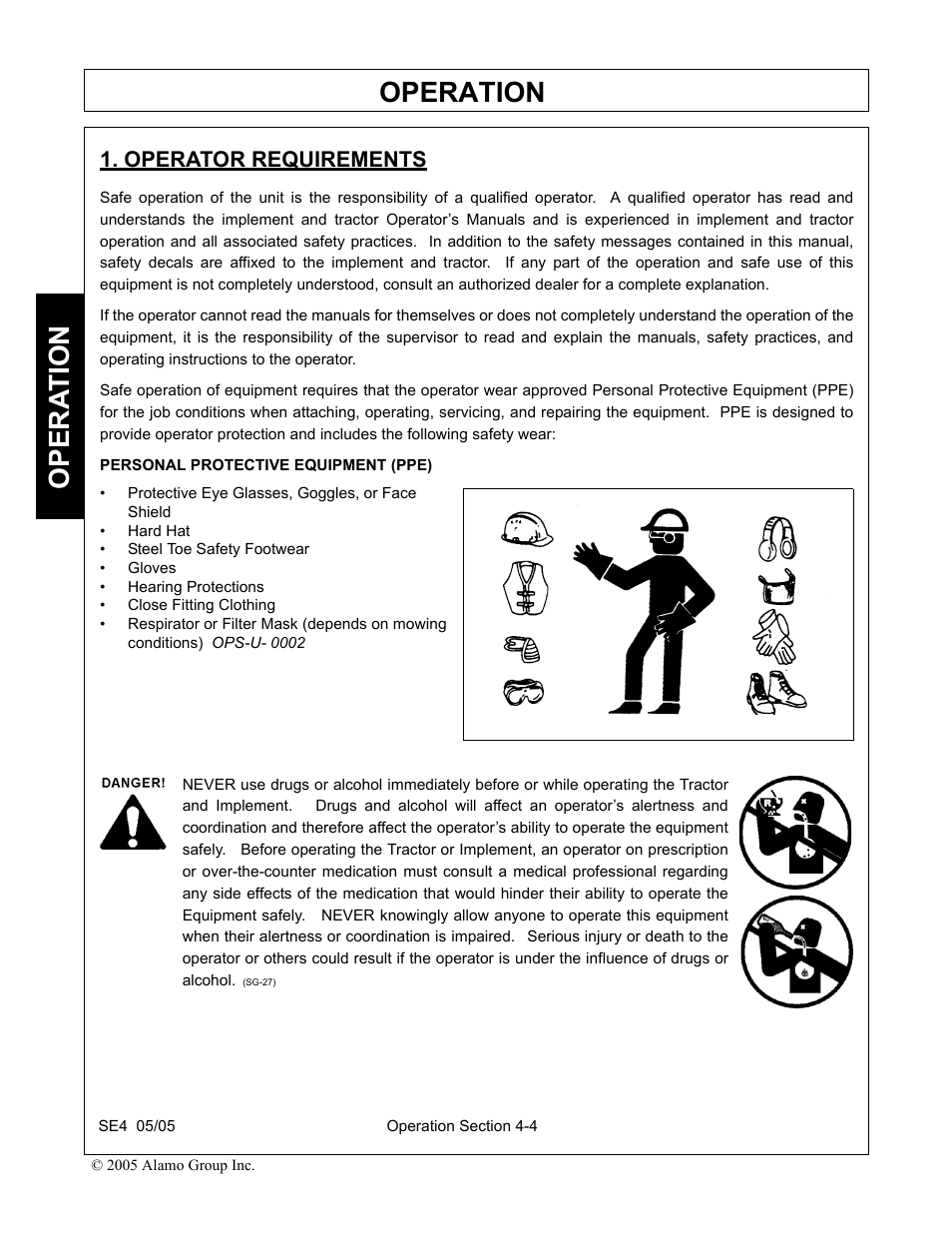 Operator requirements, Operator requirements -4, Operation | Opera t ion | Rhino Mounts SE4 User Manual | Page 84 / 138