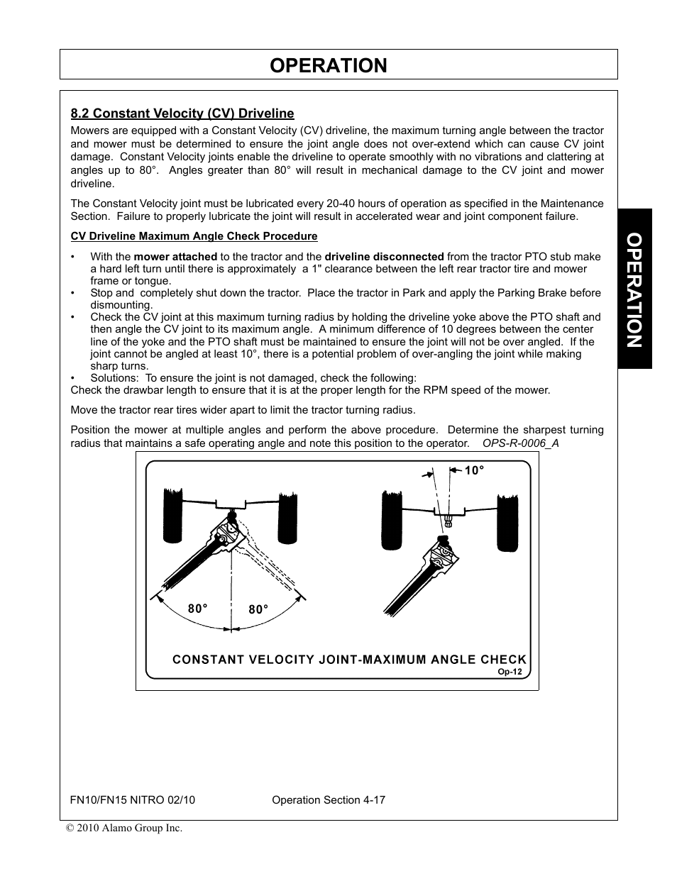 2 constant velocity (cv) driveline, Constant velocity (cv) driveline -17, Operation | Opera t ion | Rhino Mounts NITRO FN10 User Manual | Page 109 / 166