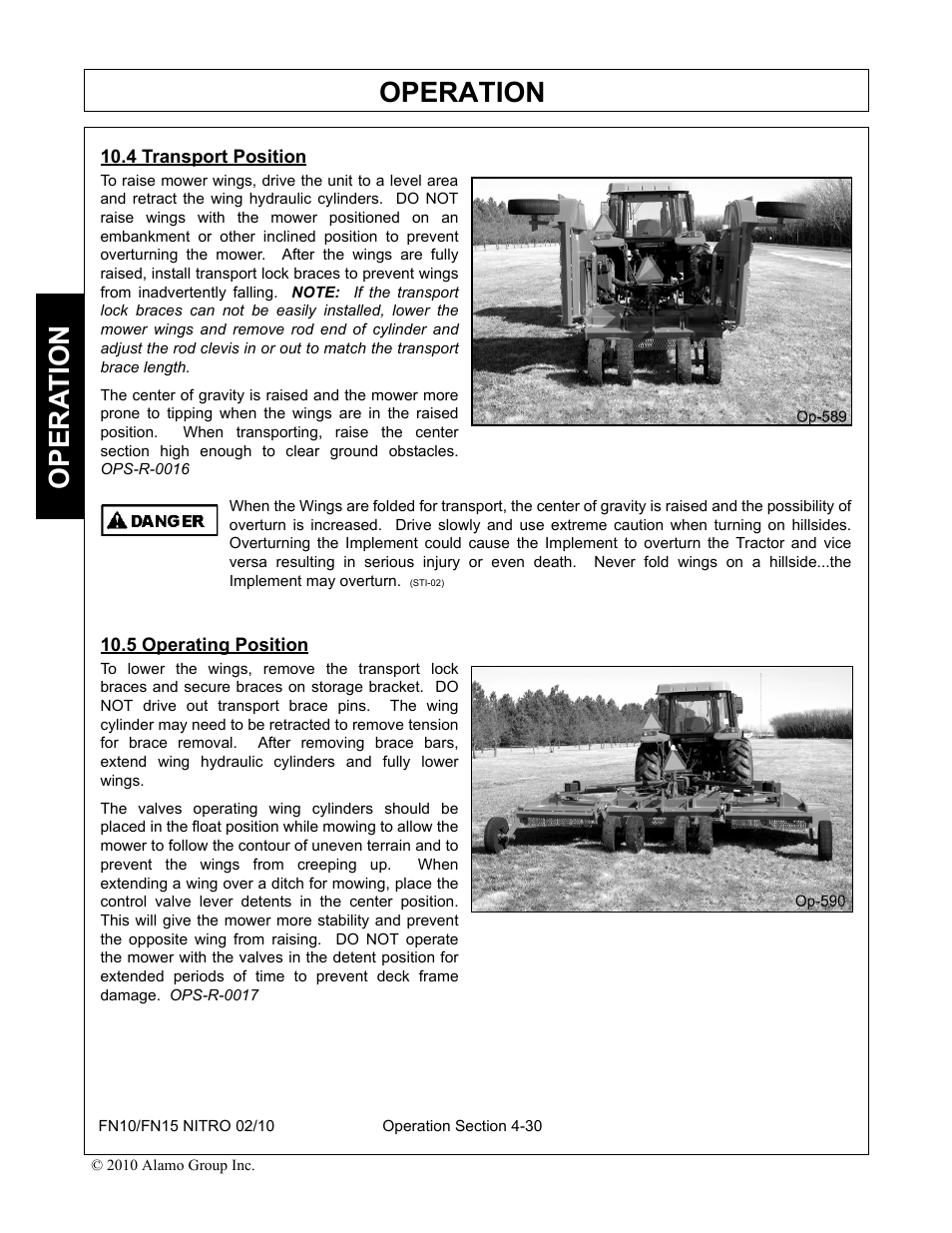 4 transport position, 5 operating position, Transport position -30 operating position -30 | Operation, Opera t ion | Rhino Mounts NITRO FN10 User Manual | Page 122 / 166