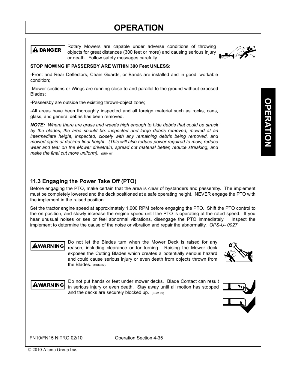 3 engaging the power take off (pto), Engaging the power take off (pto) -35, Operation | Opera t ion | Rhino Mounts NITRO FN10 User Manual | Page 127 / 166