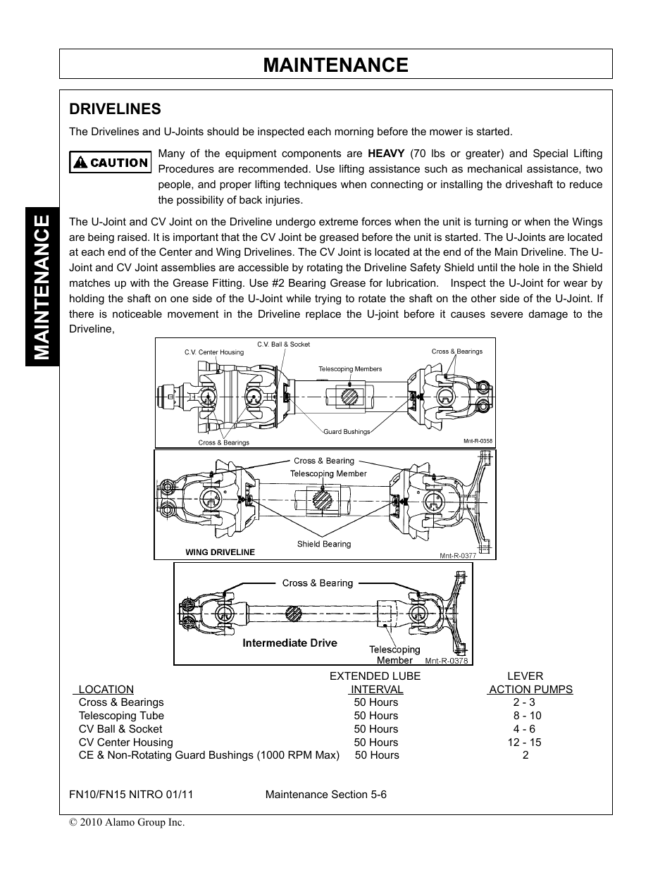 Drivelines, Drivelines -6, Maintenance | Rhino Mounts NITRO FN10 User Manual | Page 148 / 166