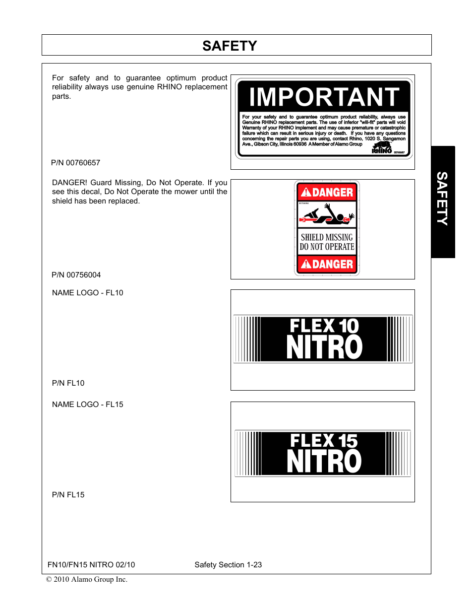 Safety | Rhino Mounts NITRO FN10 User Manual | Page 29 / 166