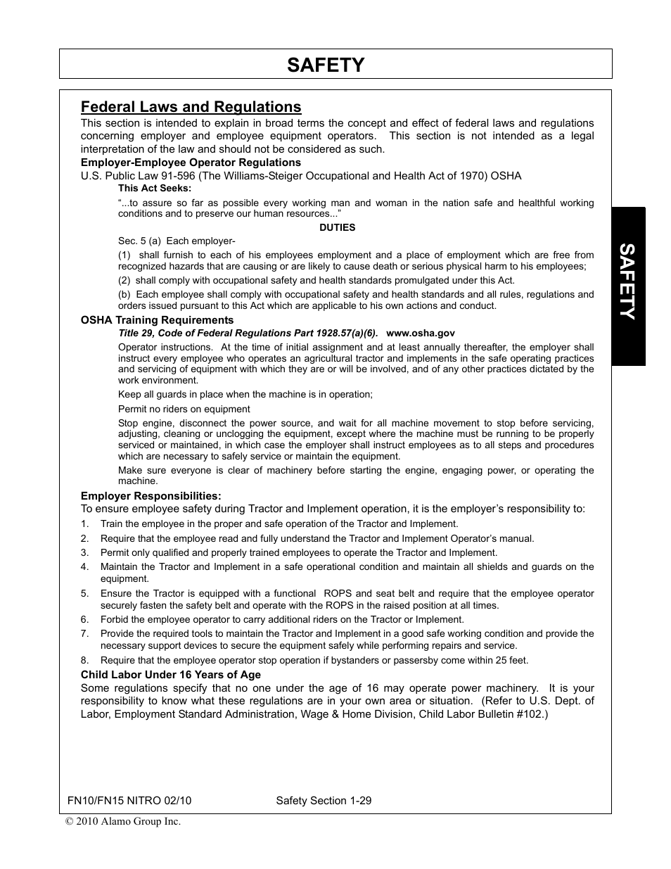 Federal laws and regulations, Federal laws and regulations -29, Safety | Rhino Mounts NITRO FN10 User Manual | Page 35 / 166