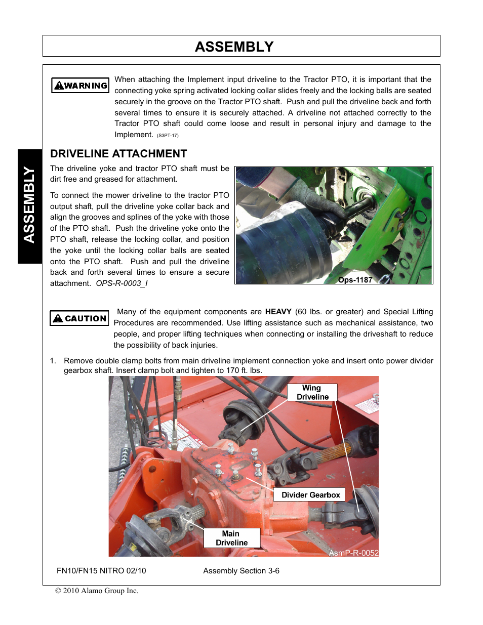 Driveline attachment, Driveline attachment -6, Assembly | Assembl y | Rhino Mounts NITRO FN10 User Manual | Page 90 / 166