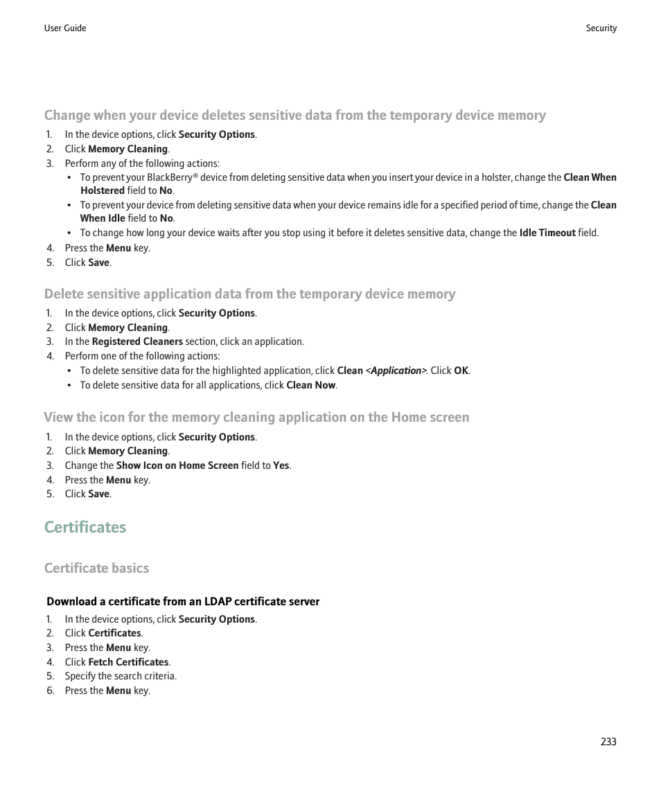 Certificates, Certificate basics | Blackberry 9000 User Manual | Page 235 / 275