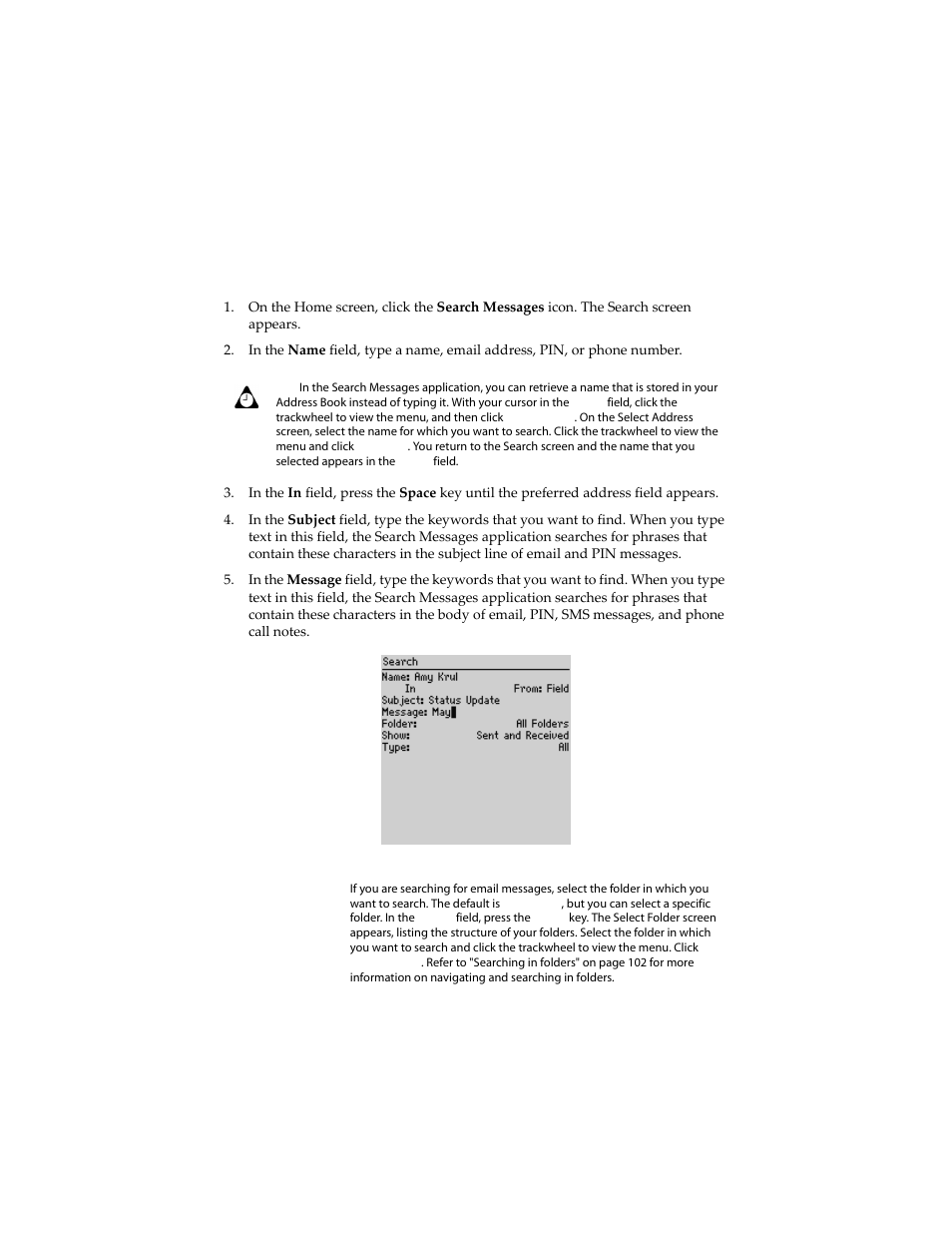 To perform a search | Blackberry 6210 User Manual | Page 100 / 311