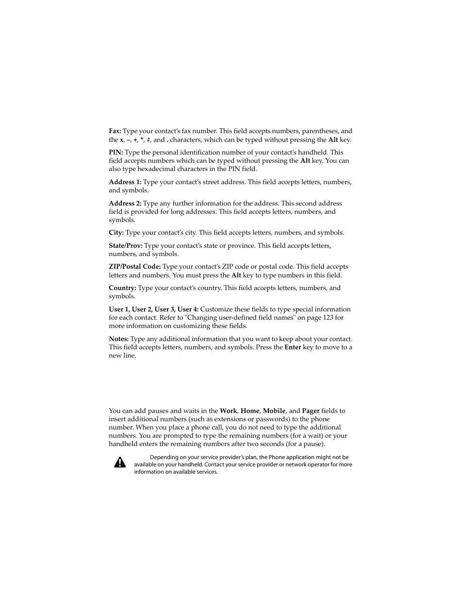 Adding pauses and waits to phone numbers | Blackberry 6210 User Manual | Page 122 / 311