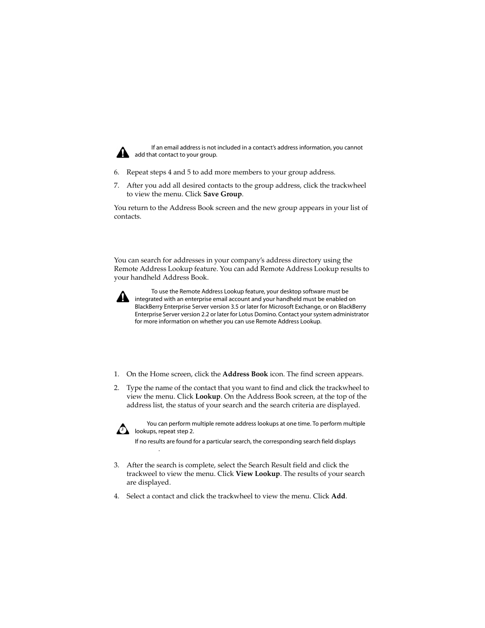 Using remote address lookup | Blackberry 6210 User Manual | Page 125 / 311