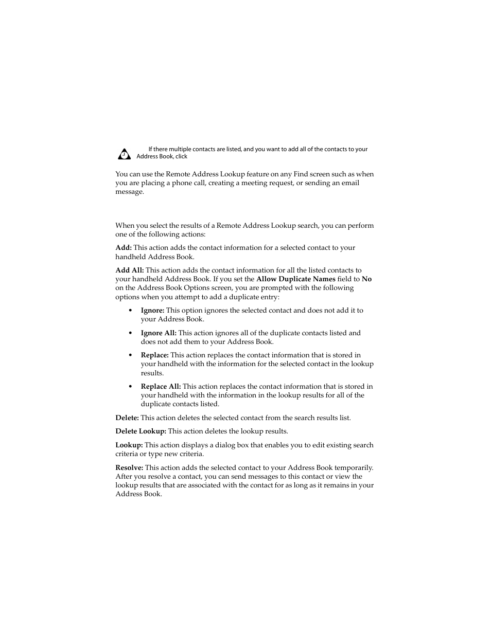 Remote address lookup actions | Blackberry 6210 User Manual | Page 126 / 311