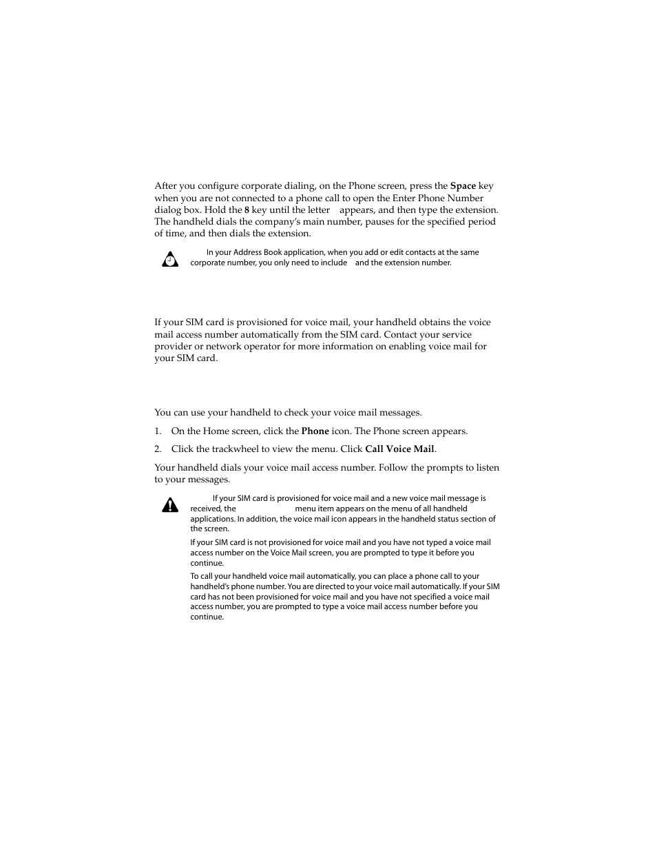 Calling voice mail, To call voice mail | Blackberry 6210 User Manual | Page 154 / 311