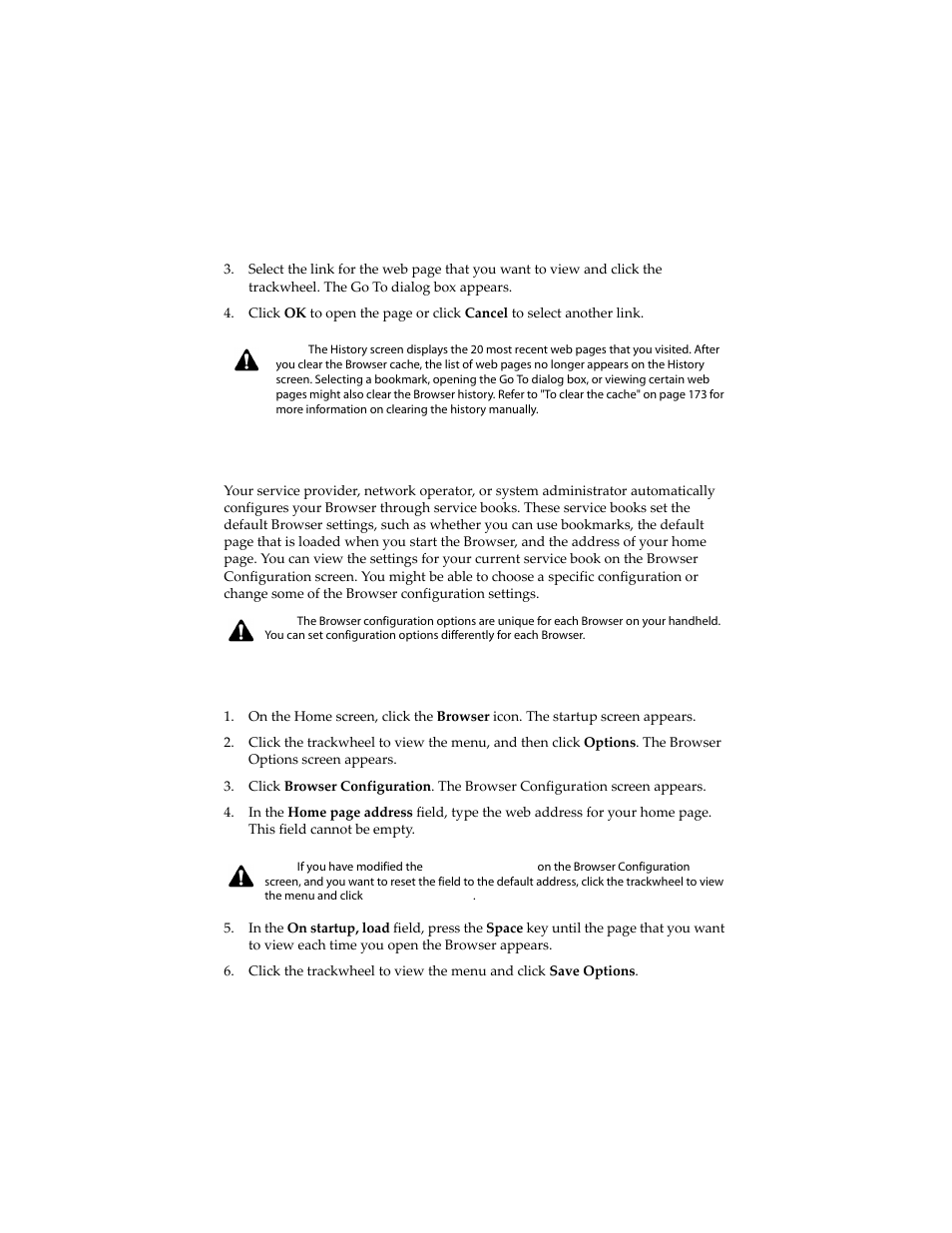 Setting browser configuration options, To set browser configuration options | Blackberry 6210 User Manual | Page 171 / 311