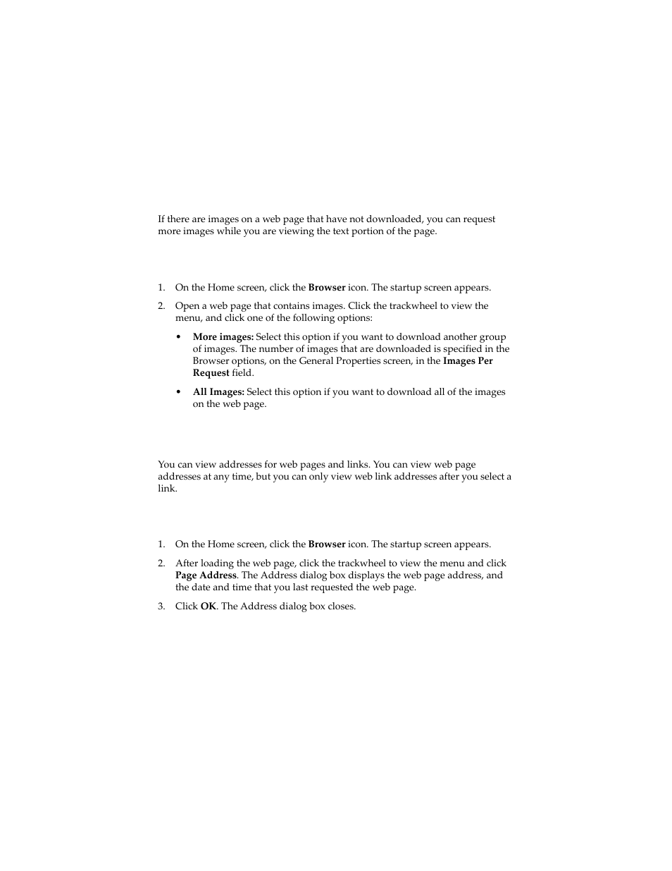 Downloading images, To download more images, Viewing web addresses | Downloading images viewing web addresses | Blackberry 6210 User Manual | Page 175 / 311