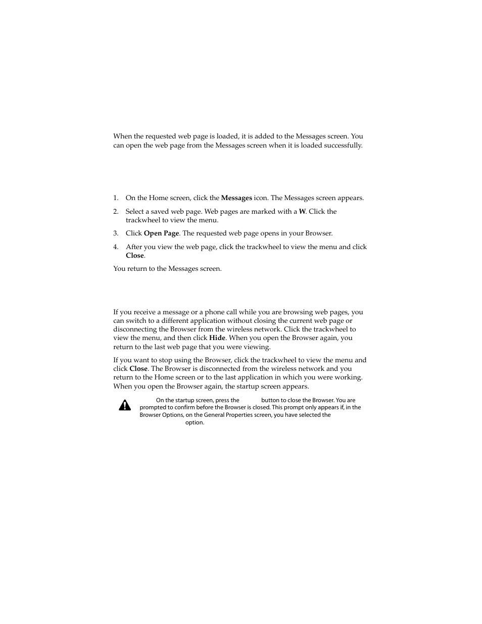 Closing the browser | Blackberry 6210 User Manual | Page 183 / 311