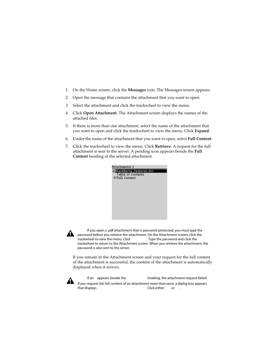 To open the full content of an attachment | Blackberry 6210 User Manual | Page 189 / 311