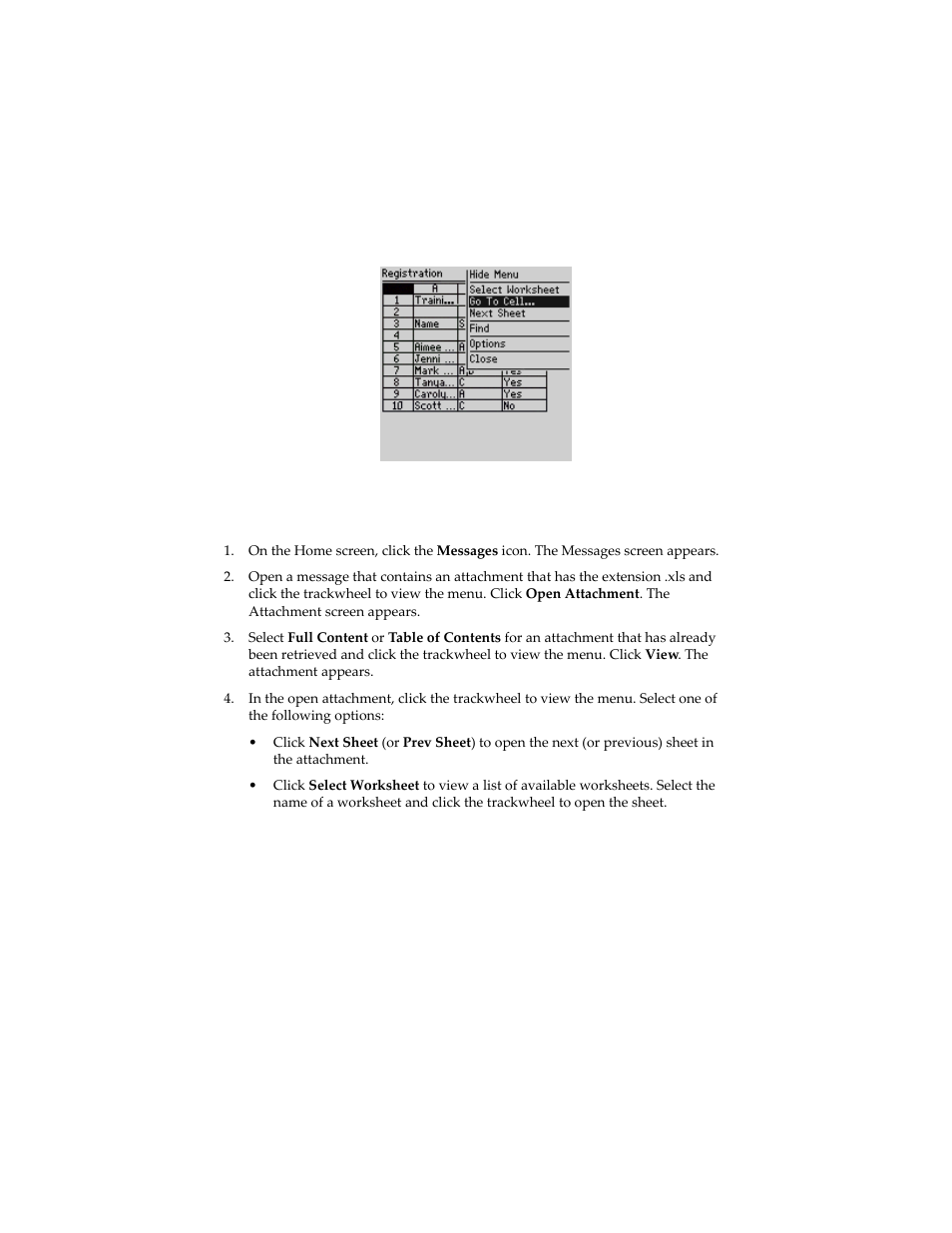 To navigate to a specific sheet | Blackberry 6210 User Manual | Page 193 / 311