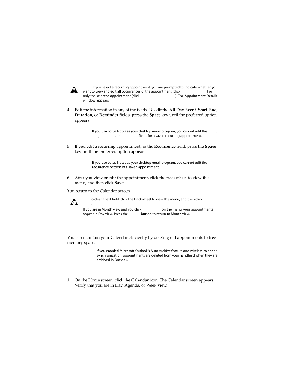 Deleting appointments | Blackberry 6210 User Manual | Page 220 / 311