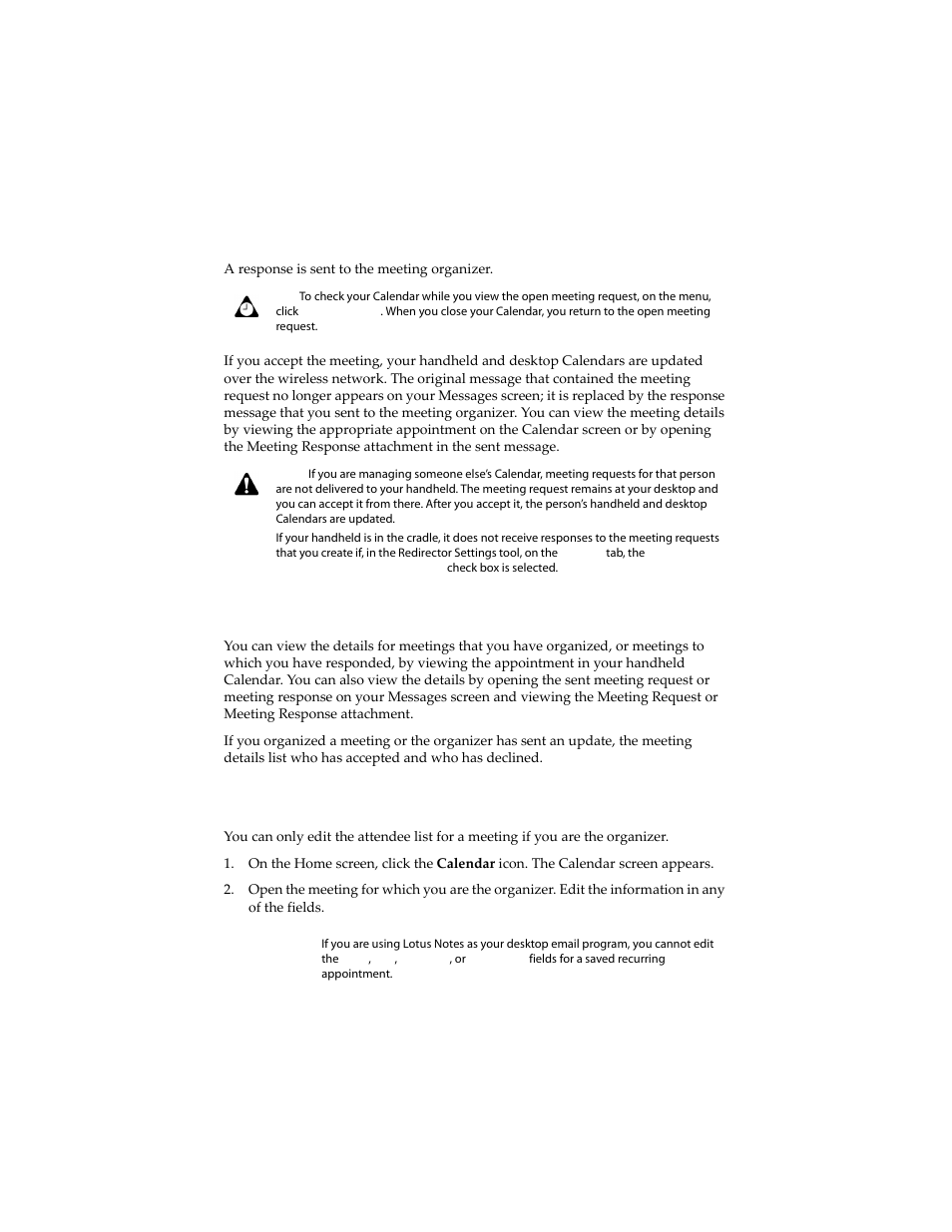 To view meeting requests, To edit meeting requests | Blackberry 6210 User Manual | Page 224 / 311