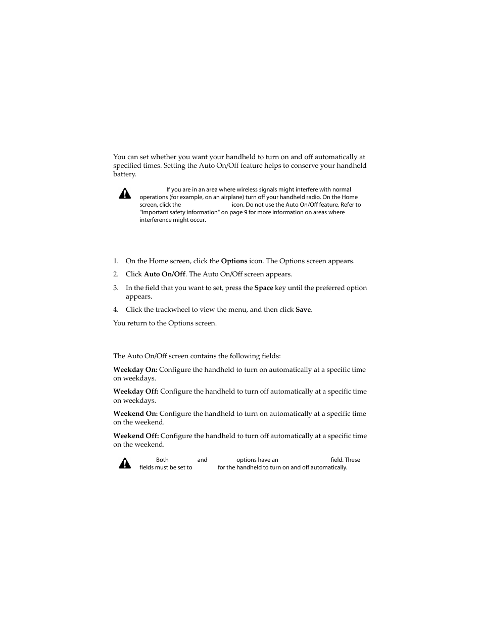 Setting the auto on/off feature, To set the auto on/off feature | Blackberry 6210 User Manual | Page 246 / 311