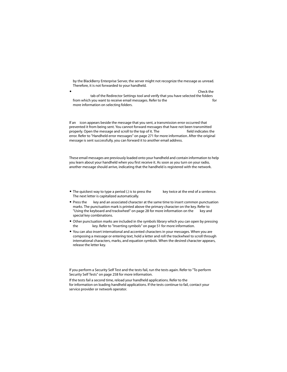 Punctuation, Security | Blackberry 6210 User Manual | Page 270 / 311