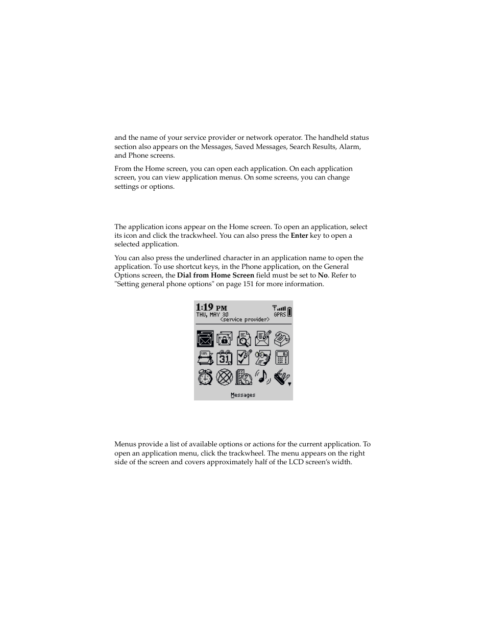 To open applications, To navigate menus | Blackberry 6210 User Manual | Page 33 / 311