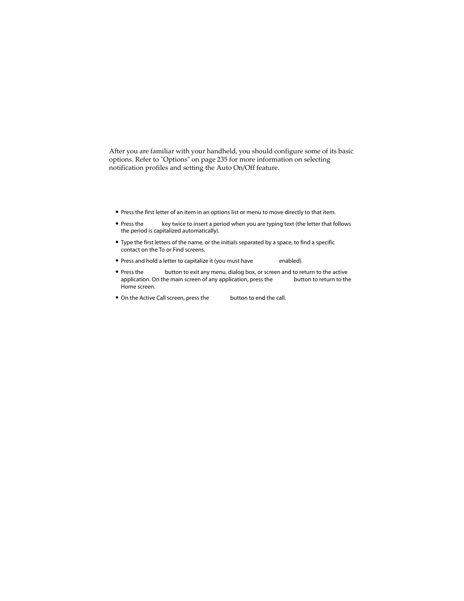 Configuring handheld options, Tips for using your handheld | Blackberry 6210 User Manual | Page 40 / 311