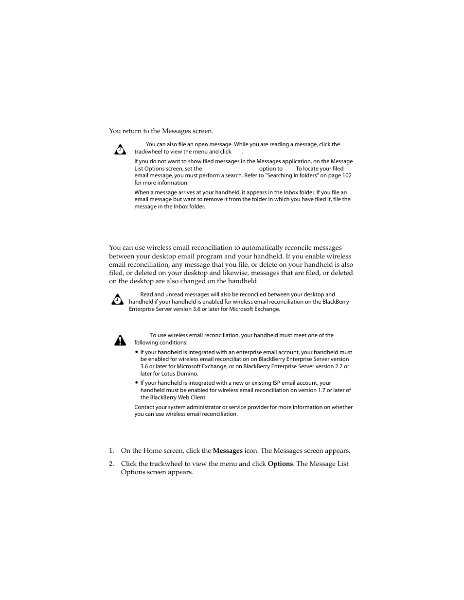 Using wireless email reconciliation, To enable wireless email reconciliation | Blackberry 6210 User Manual | Page 90 / 311