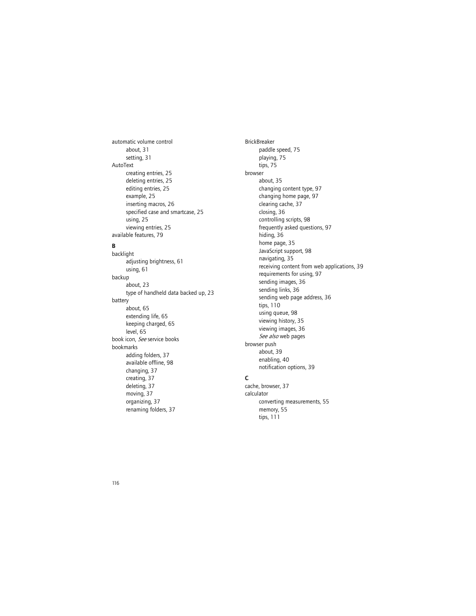 Blackberry 6750 User Manual | Page 116 / 130