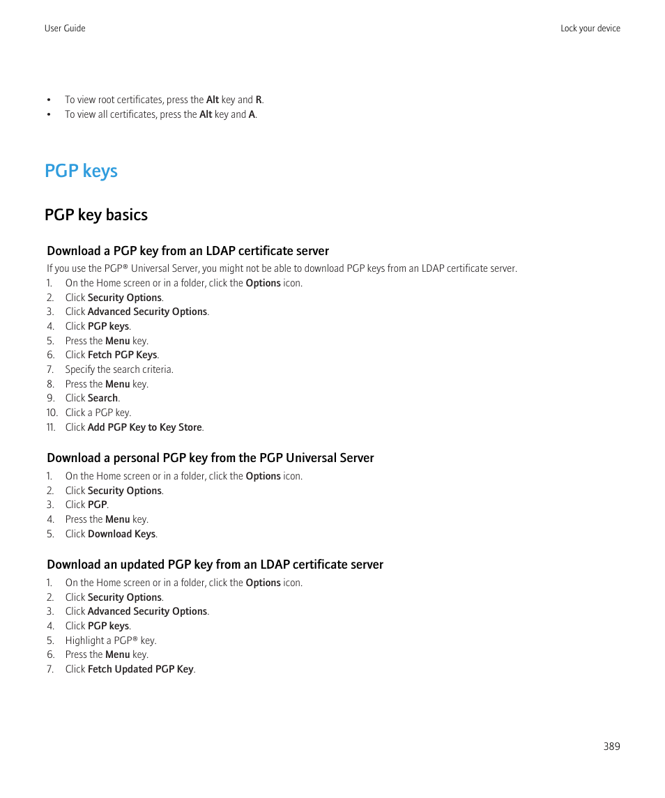 Pgp keys, Pgp key basics | Blackberry CURVE 8980 User Manual | Page 391 / 443