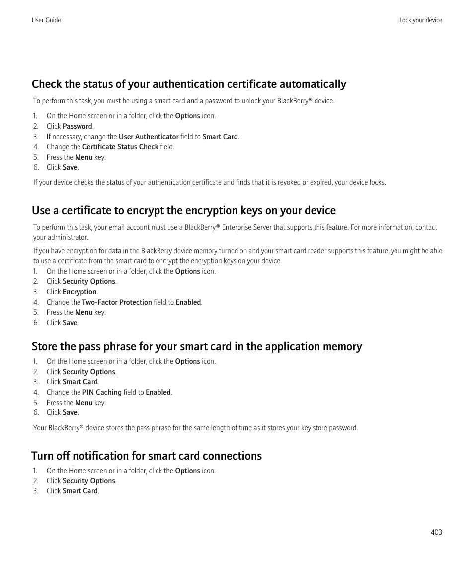 Turn off notification for smart card connections | Blackberry CURVE 8980 User Manual | Page 405 / 443