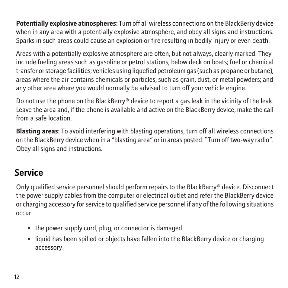 Service | Blackberry Bold 9000 User Manual | Page 14 / 36
