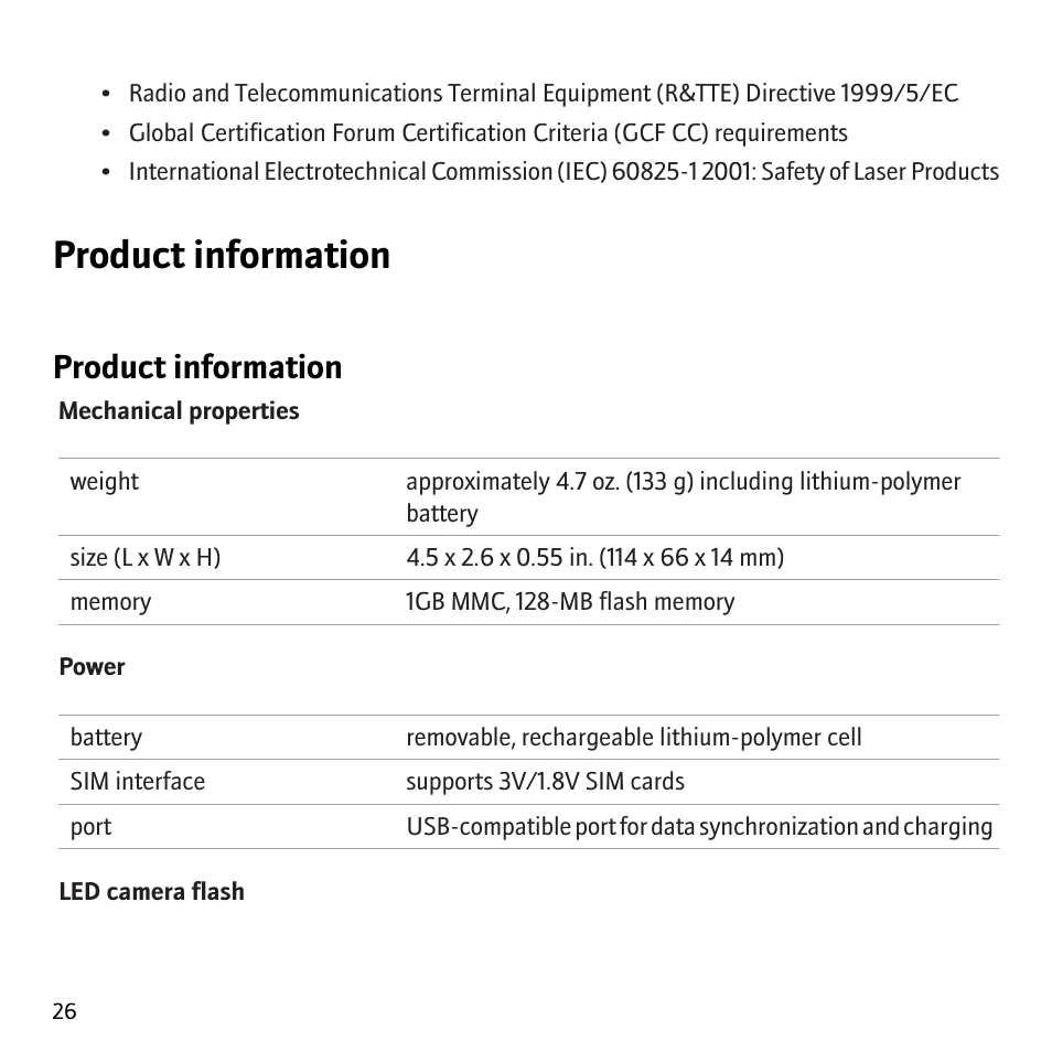 Product information | Blackberry Bold 9000 User Manual | Page 28 / 36